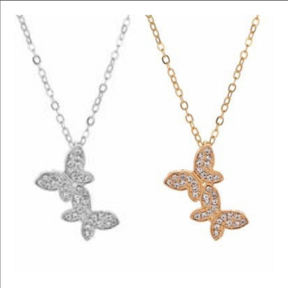 Butterfly rhinestone necklace cutest ever